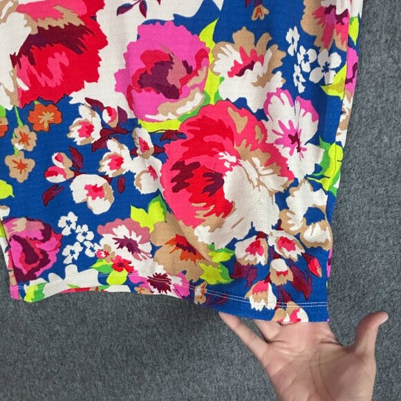 LuLaRoe Cassie Skirt Womens XL Blue Floral Print Stretch Pencil Pull On Spring - Picture 9 of 13